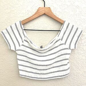 ASOS Smocked Short Sleeve Cropped Tee Size 8